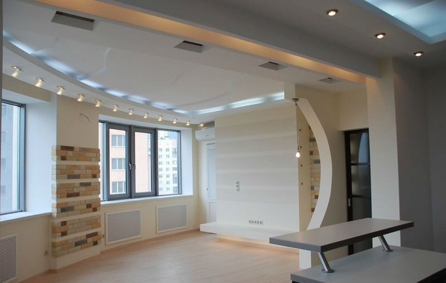 Зонирование освещения в гостиной