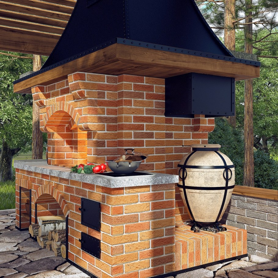 Маленькая барбекюшница из кирпича