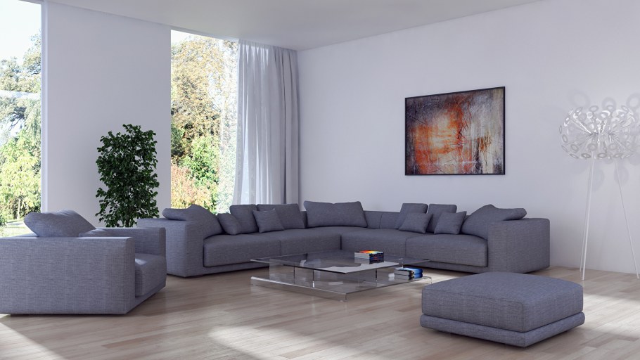 Гостиная под серый диван