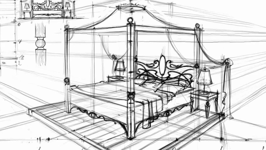 Кровать в угловой перспективе