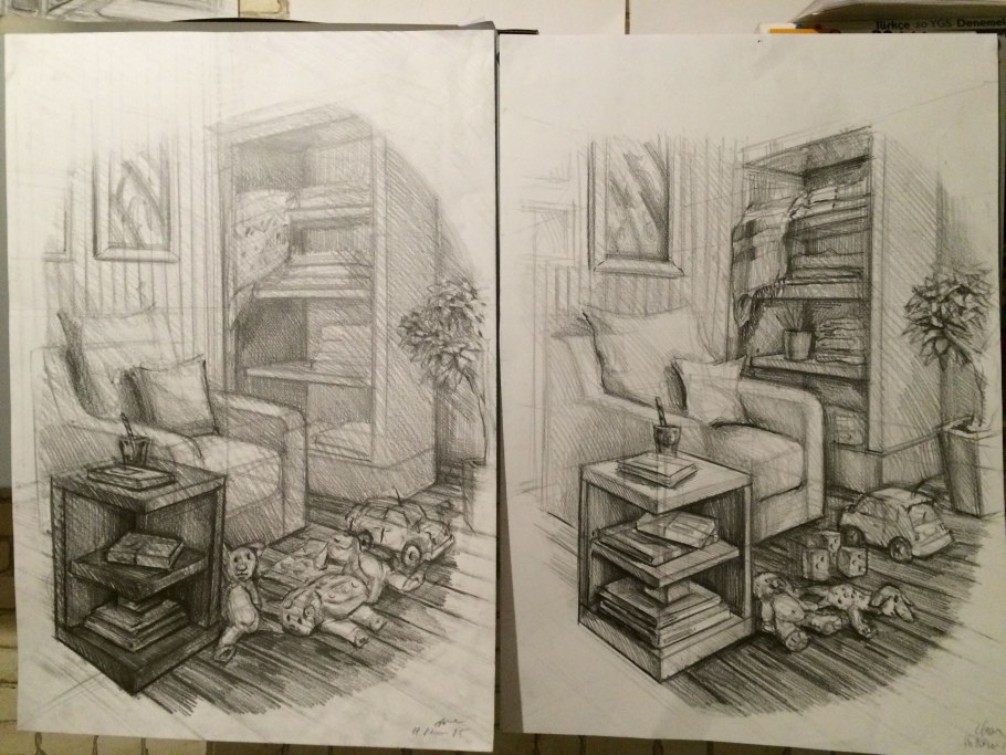 Вид комнаты сбоку перспектива