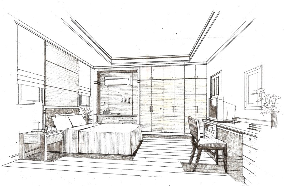 Угловая перспектива интерьера