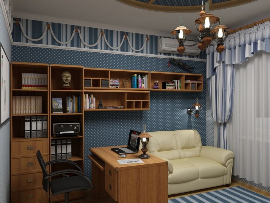 Рабочее место в морском стиле