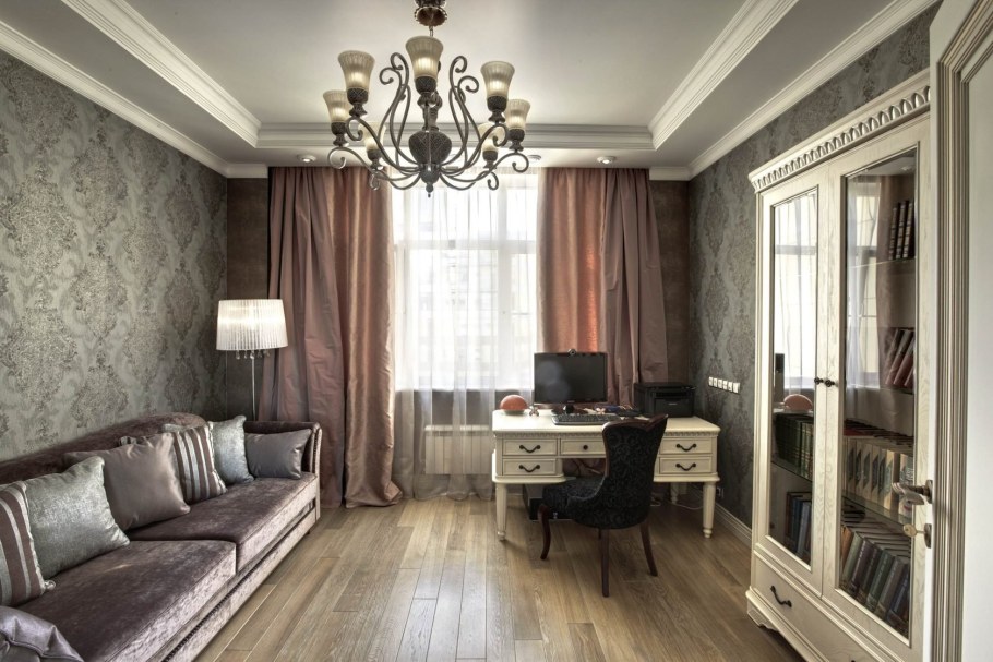 Интерьер кабинета в квартире современная классика
