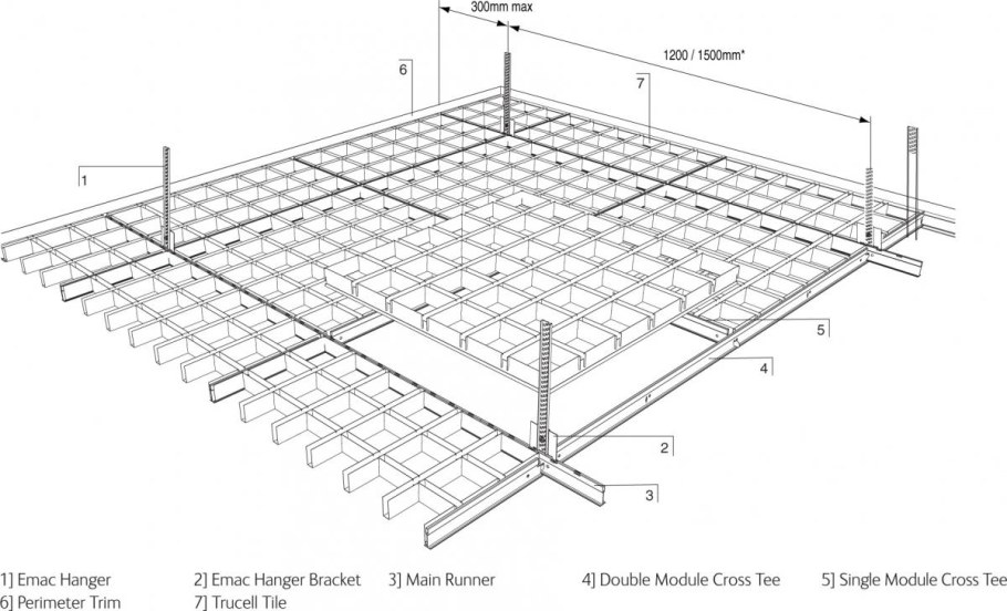 Узел крепления подвесного потолка из ГКЛ