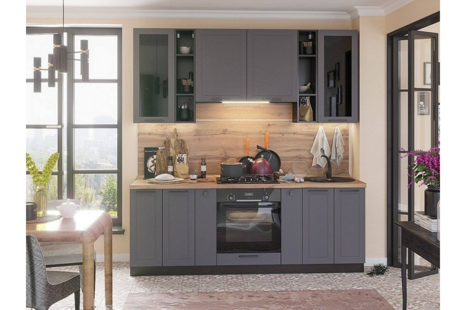 Кухня Валерия красный страйп