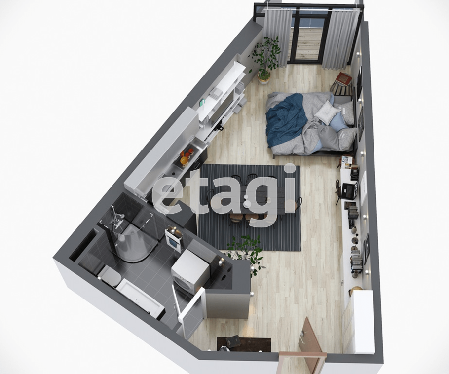 Узкая прямоугольная гостиная