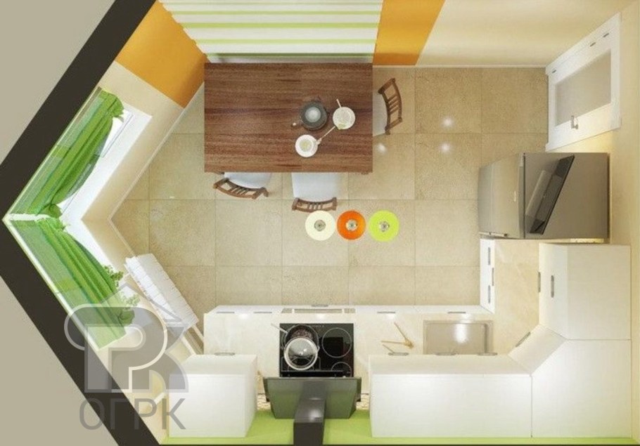 Нестандартная планировка гостиной