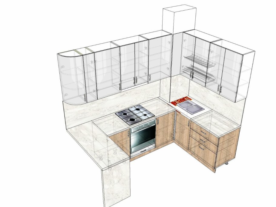 Планировка кухни п образная