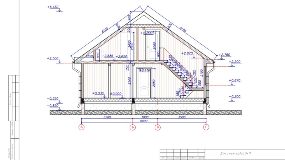 Разрез каркасной стены чертеж