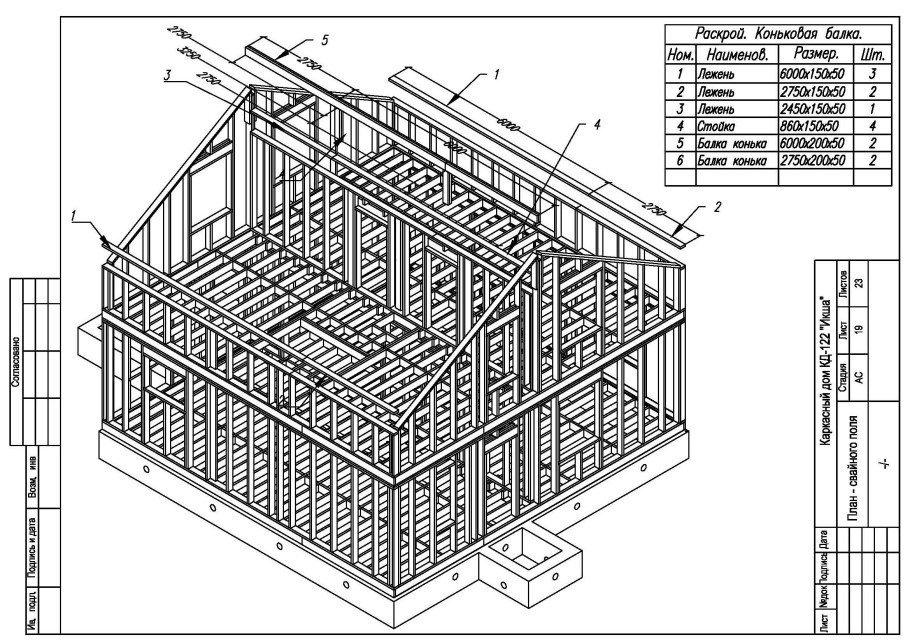 Чертеж каркасного дома 6х3