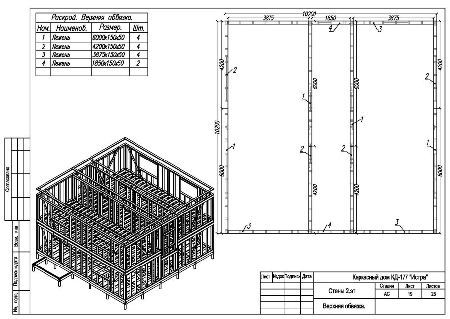 Чертеж каркаса 15000мx3300м