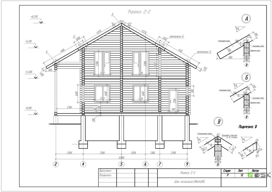 Чертежи деревянных домов из бруса