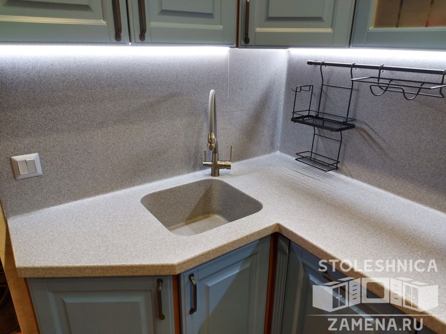 Ekbacken ЭКБАККЕН столешница, белый под мрамор/ламинат