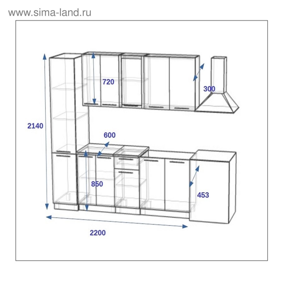 размеры кухонной мебели по модулям чертежи и размеры