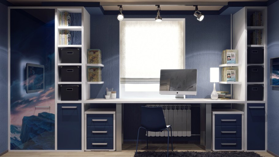 Стол для школьника вдоль окна