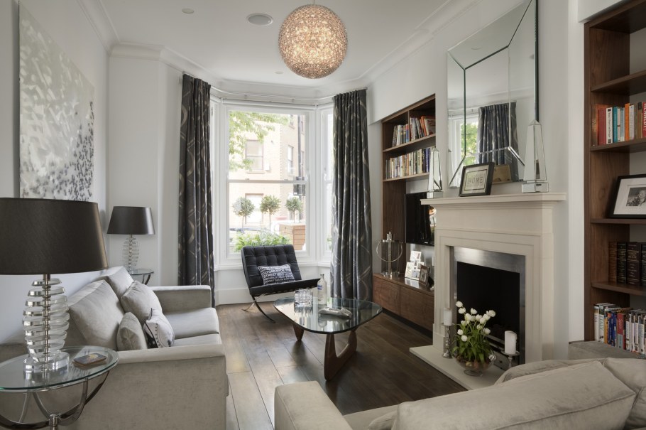 Расстановка мебели в прямоугольной гостиной