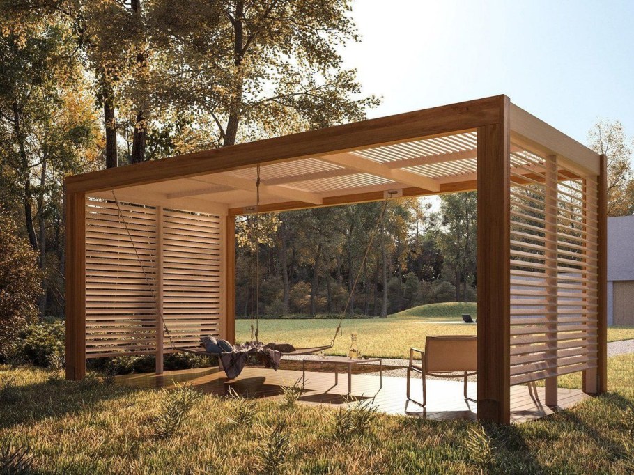 Пергола патио с мангалом