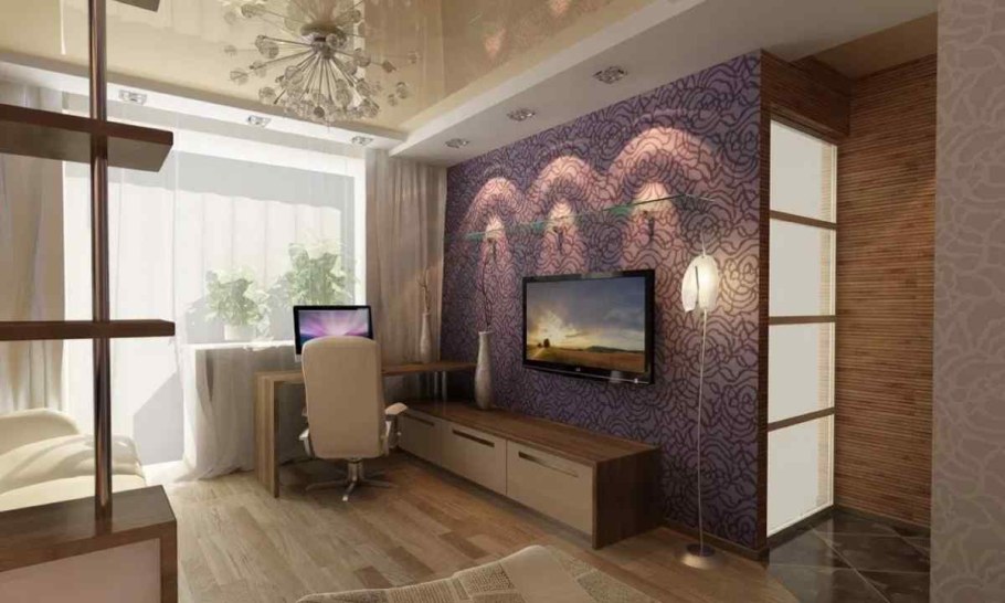 Красивый зал однокомнатной квартиры