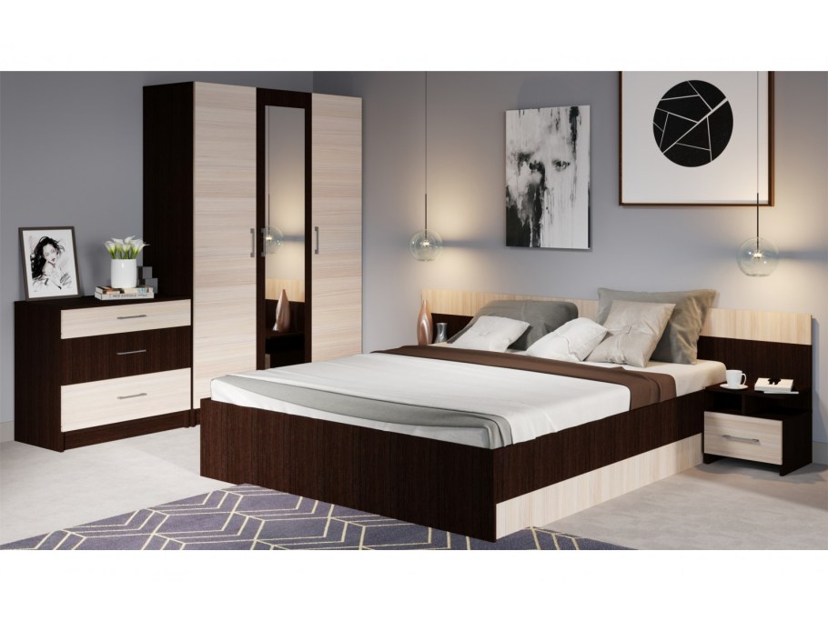 Спальный гарнитур Алена венге/дуб молочный