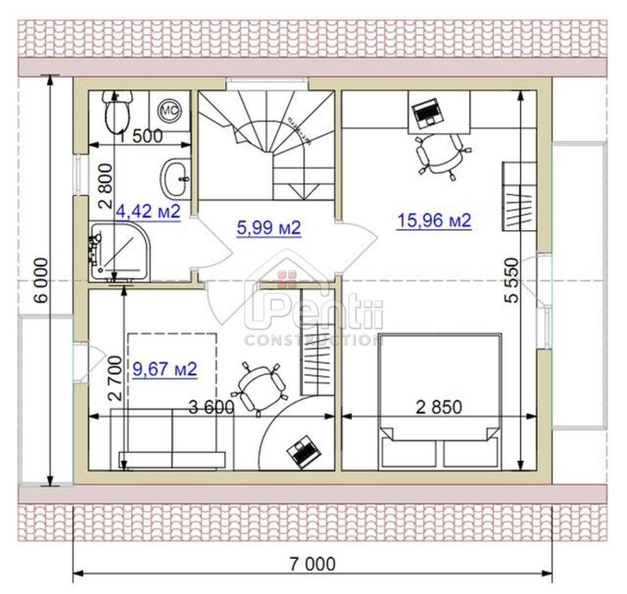 Каркасный дом 6х7 планировка