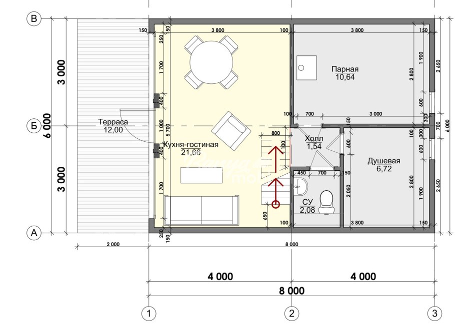 Финская планировка одноэтажного дома 80м2