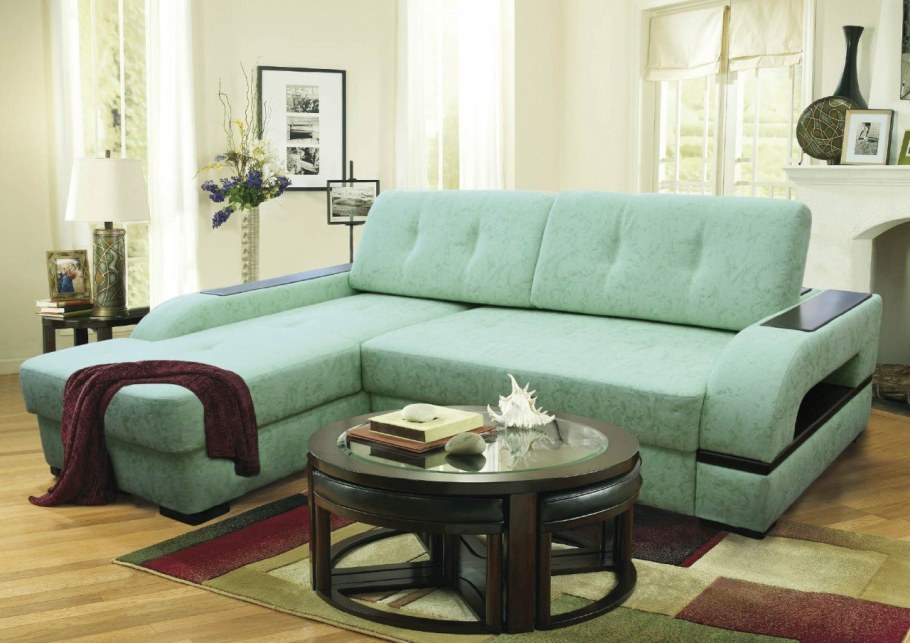 Диван кровать велюр мятный