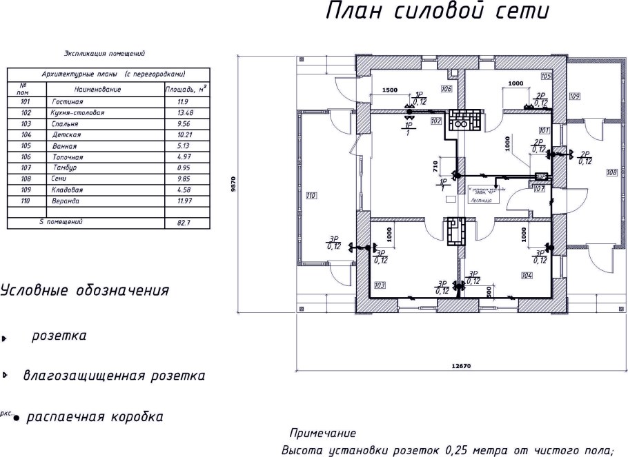 Чертеж план жилого дома с описанием