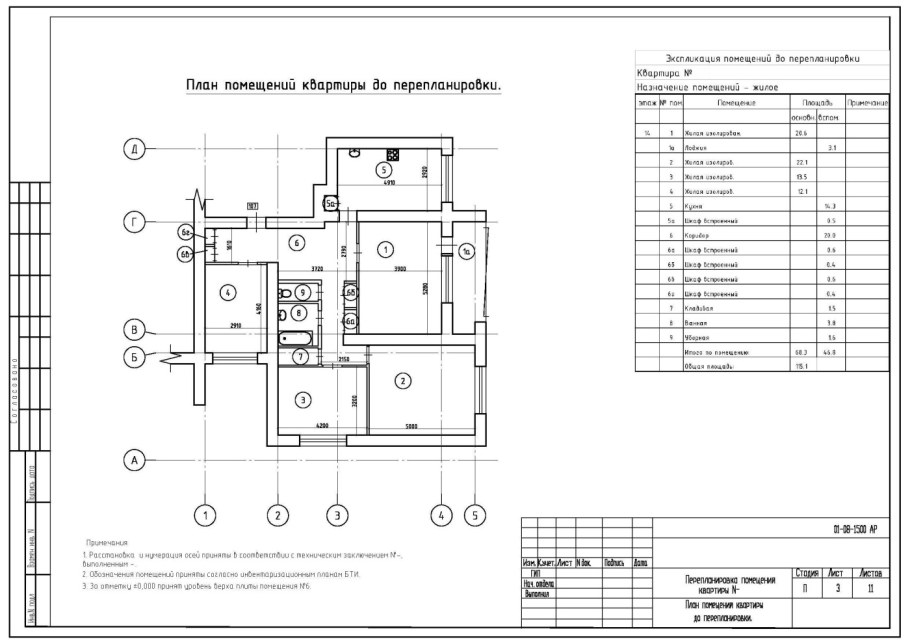 Чертеж помещения по ГОСТУ