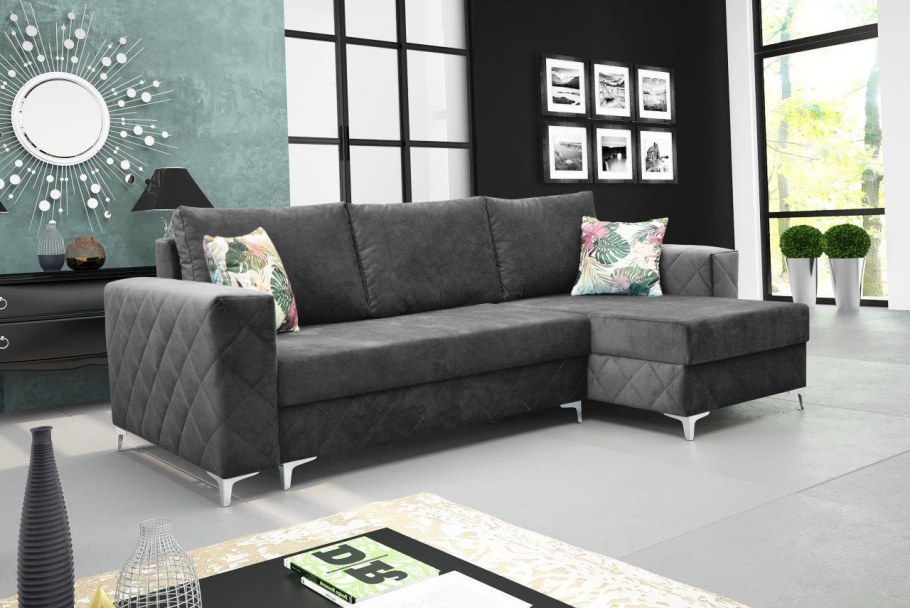 Изумрудный угловой диван