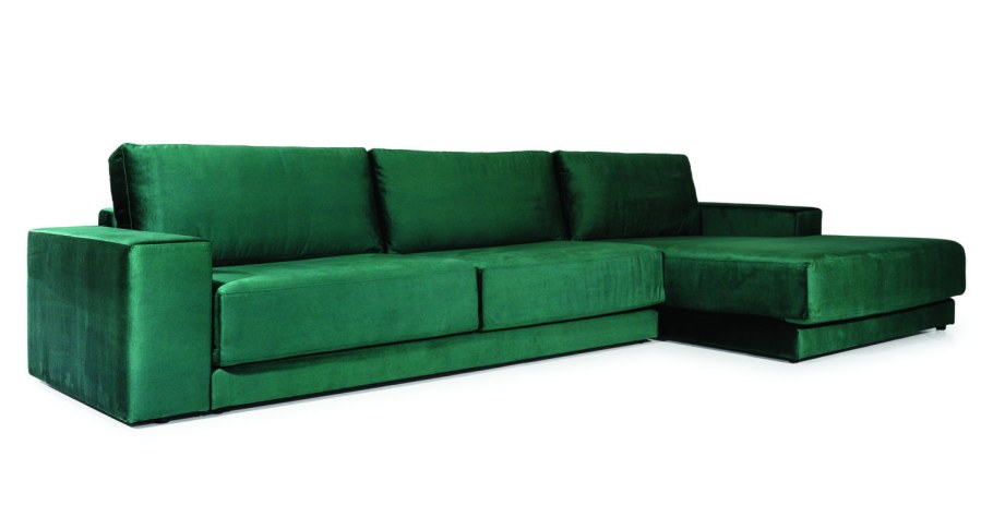 Угловой диван изумрудного цвета