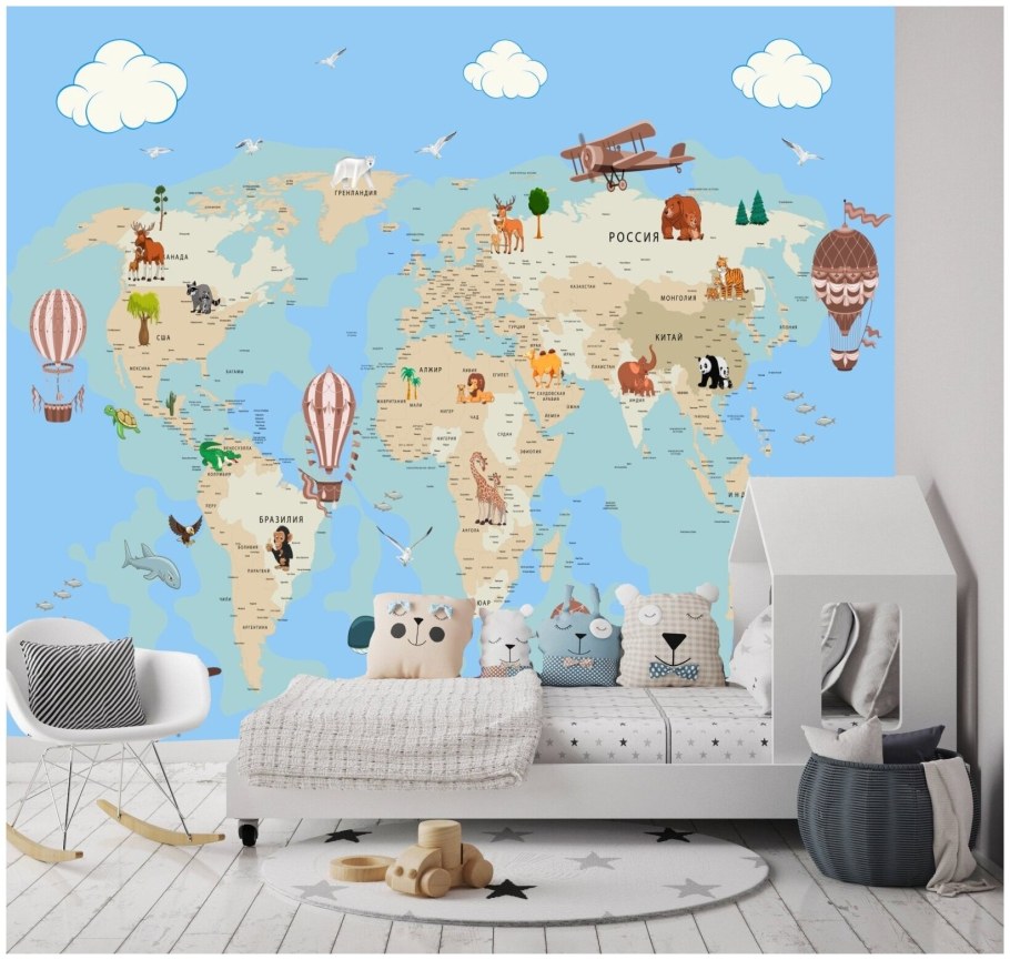 Фотообои карта мира в детскую