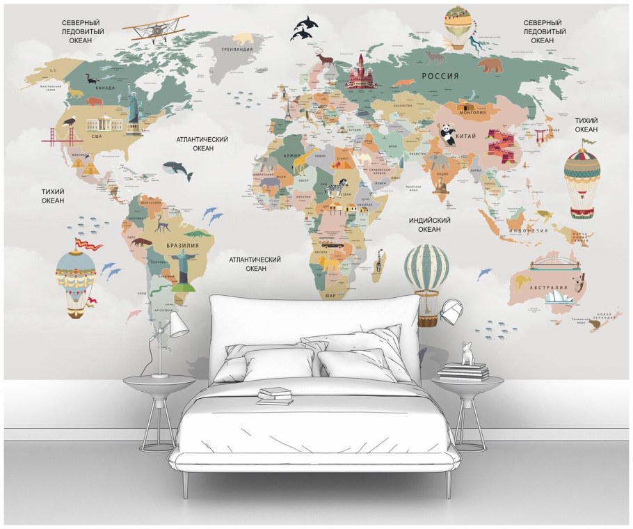 Карта мира детская для девочек