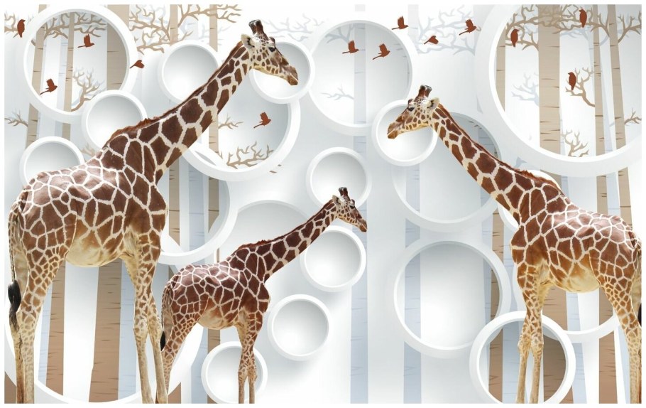 Фотообои с жирафами в интерьере