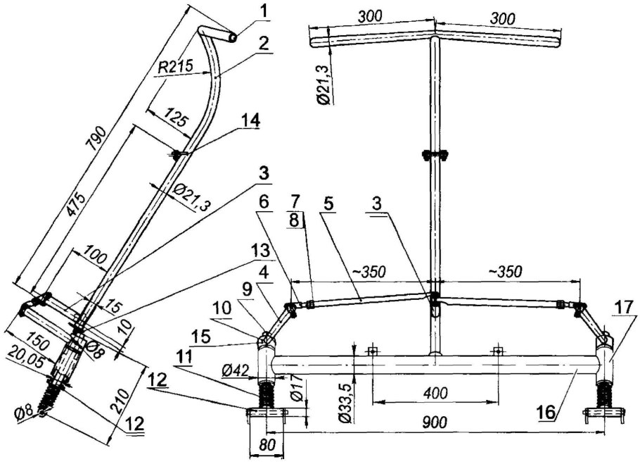 Чертеж толкача для мотобуксировщика