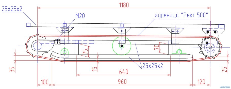 Чертежи мотобуксировщика с гусеницей на 380