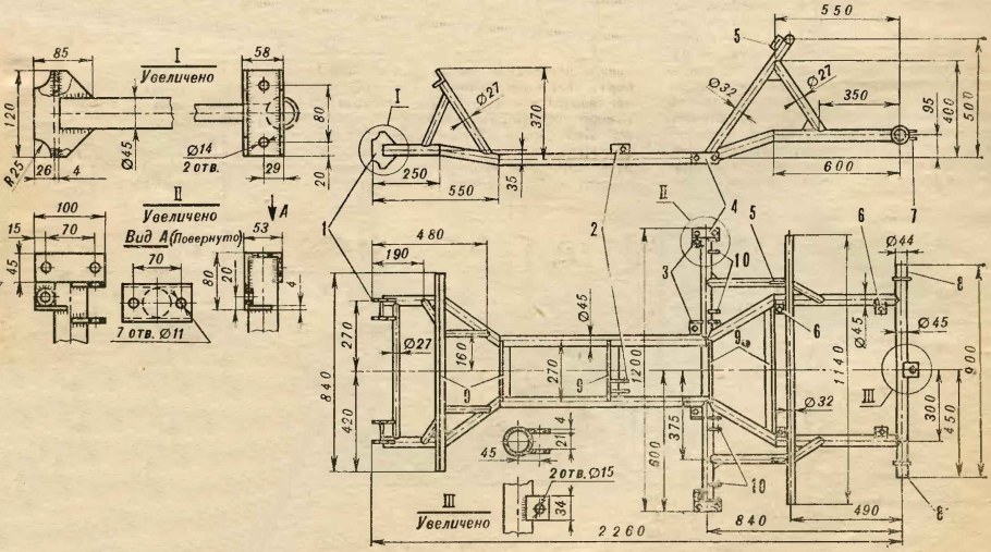 Чертеж рамы детского электромобиля