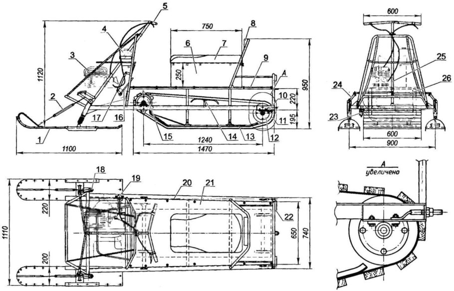 Снегоход Буран чертежи рамы с размерами