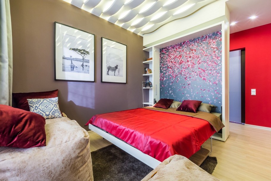 Интерьер однокомнатной квартиры с откидной кроватью