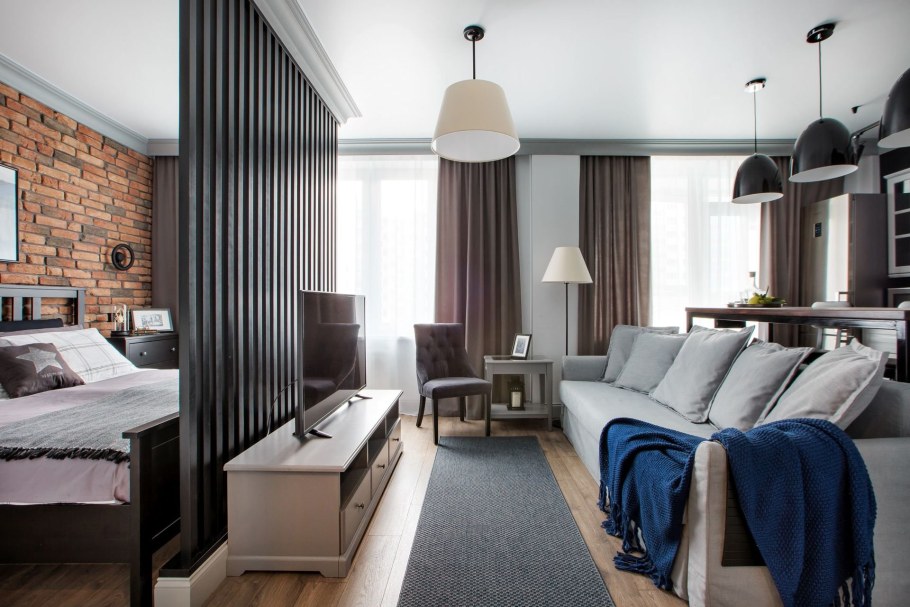 Спальня гостиная лофт