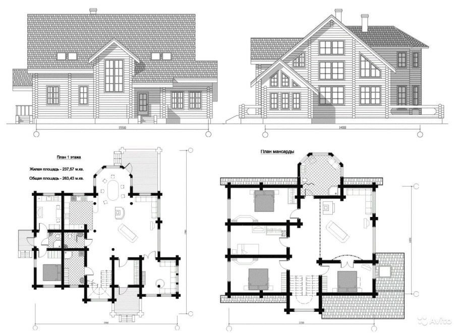 Чертеж коттеджа