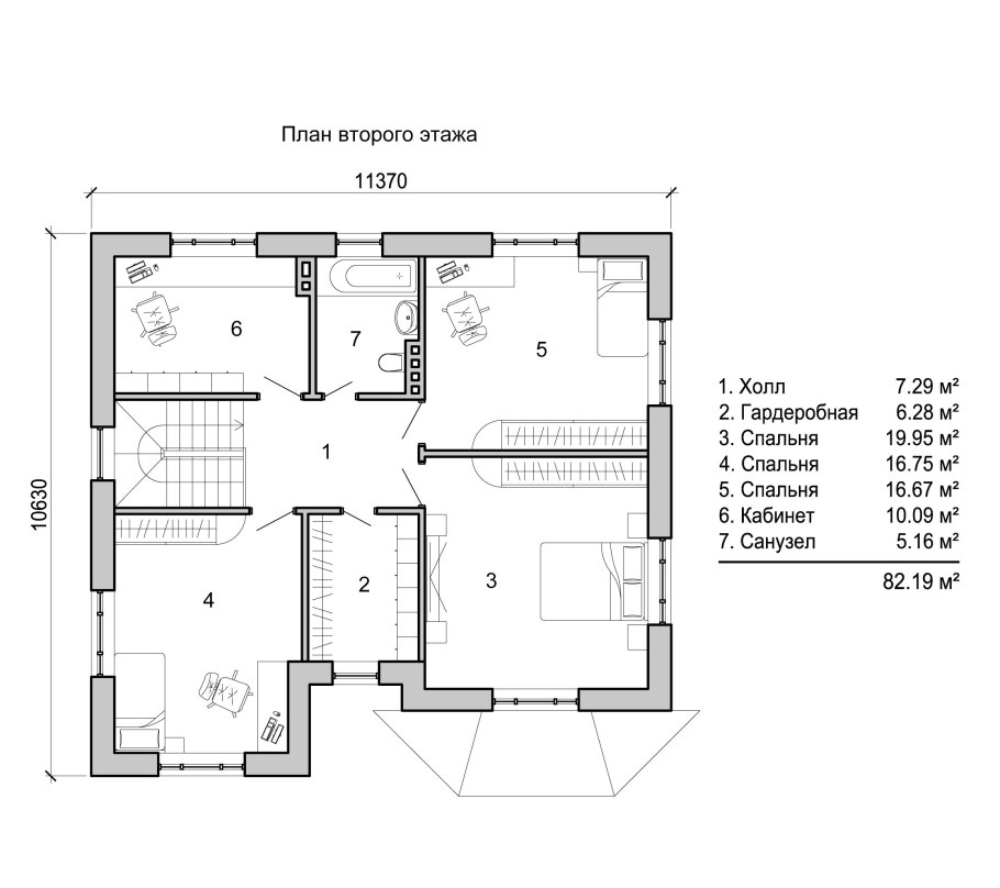 Дом с тремя спальнями двухэтажный