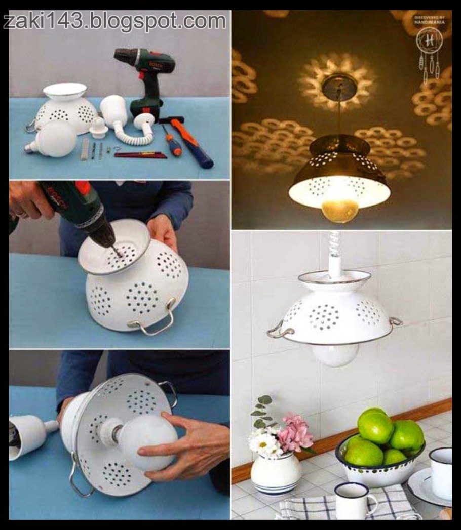 Люстра из дуршлага