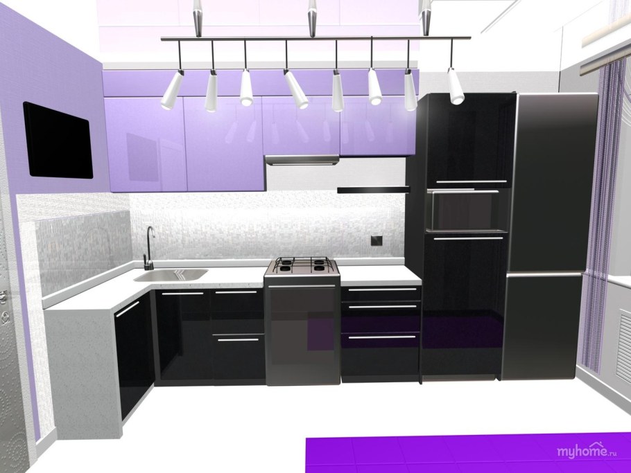 Кухни в стиле хайтек маленькие угловые