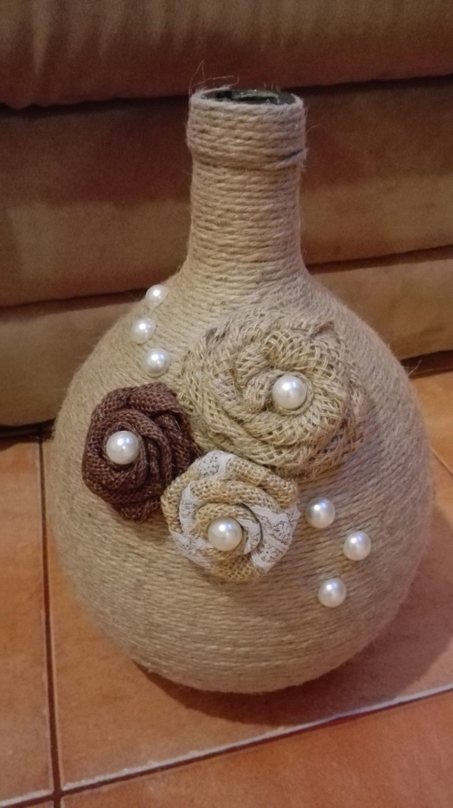 Декор бутылок нитками