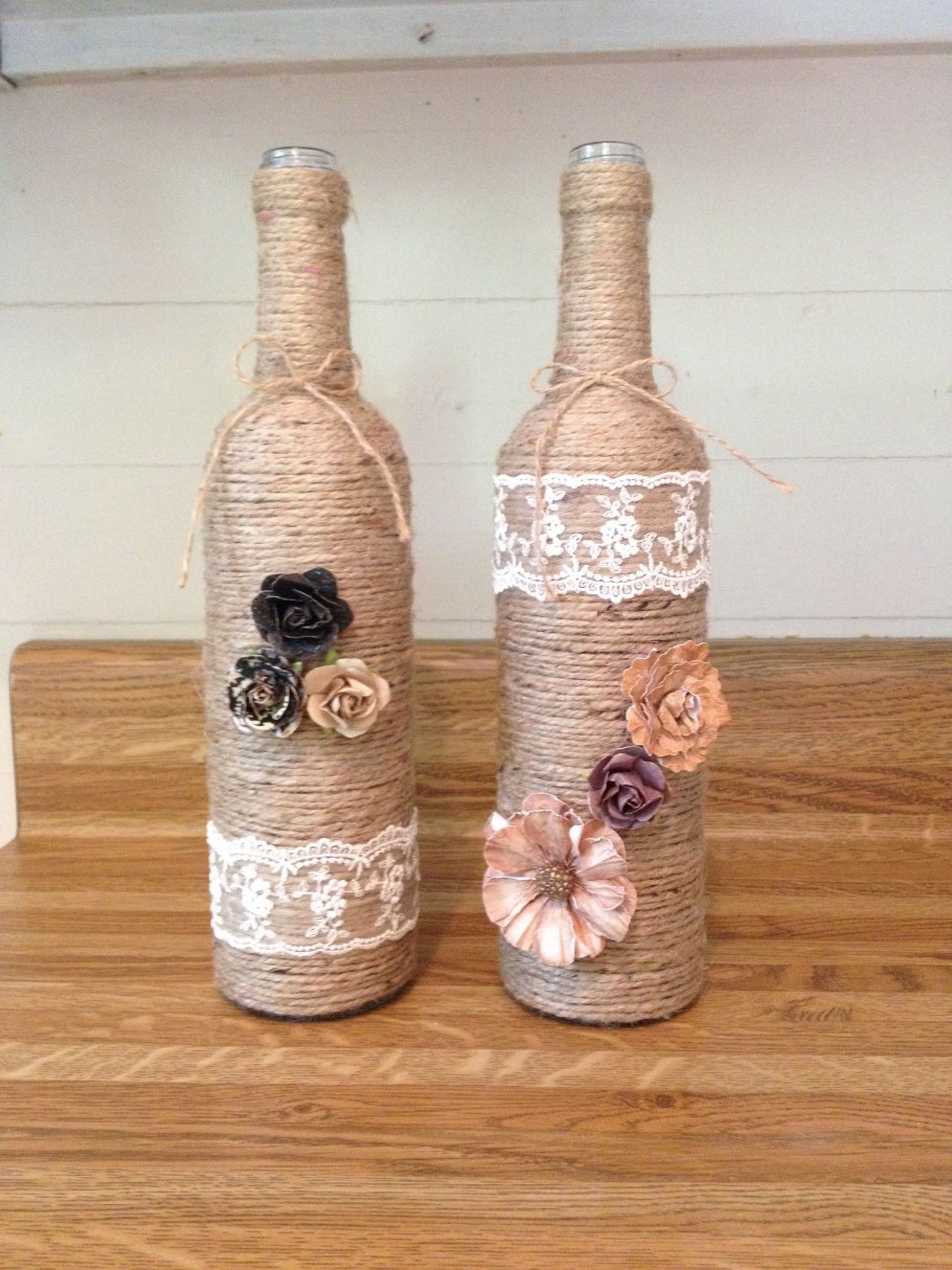 Бутылки декорированные шпагатом