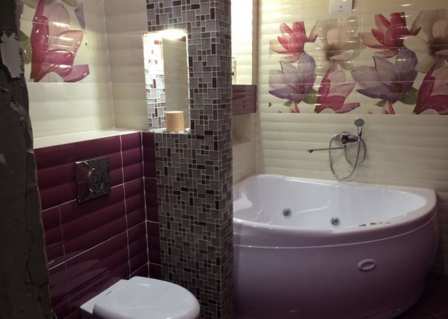 Совмещённый санузел с угловой ванной