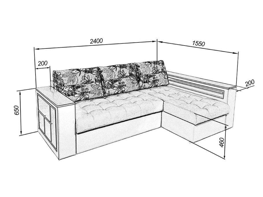 Lidhult лидгульт 5-местный угловой диван, с открытым торцом