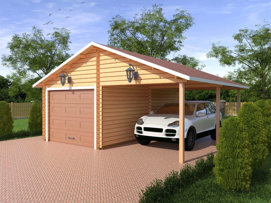 Навес с хозблоком