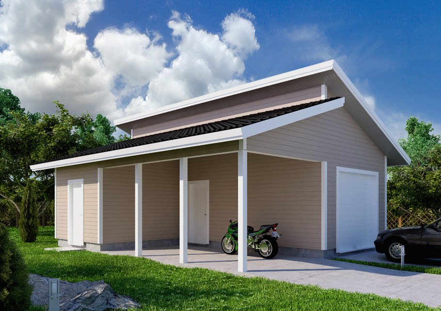 Хозблок с дровником и навесом